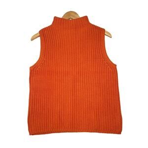 VTG Chelsea Studio Orange Mockneck Sleeveless Sweater Velma 90s sz M Cotton